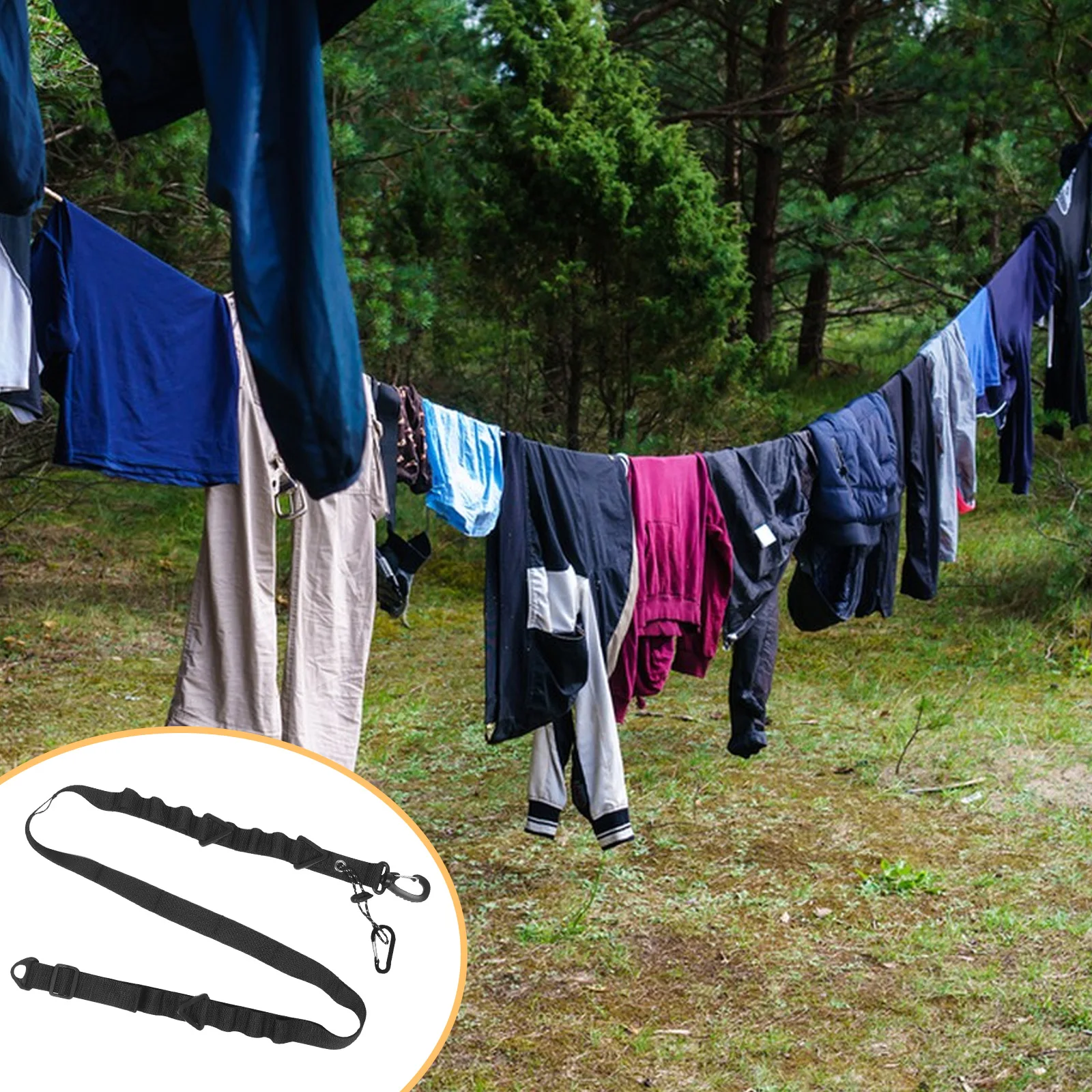 

Portable Retractable Clothesline For Camping Outdoor Heavy Duty Nylon Rope Adjustable Windproof Travel Drying Line Tent String