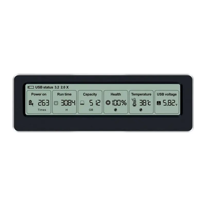 M.2 SSD NVME/NGFF Case USB3.2 Gen2 Type C 10Gbps Pcie SSD Case With Display Screen Intelligent Digital Health Detection