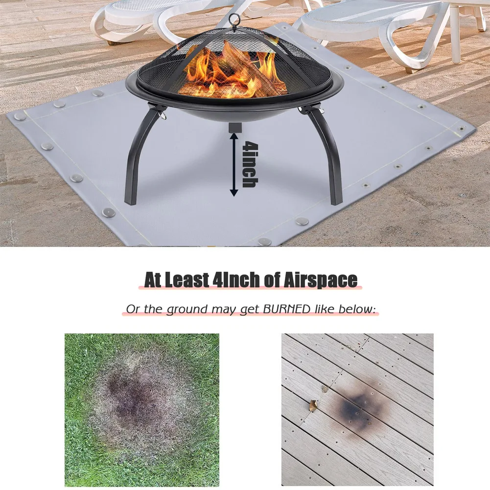 Fireproof Mat With Snap Fasteners For Easy Folding And Storage For Lawn Barbecue Fireproof Heat And Sound Insulation Mat