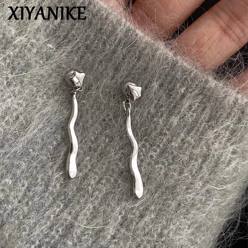 XIYANIKE Meteor Long Irregular Lava Drops Ear Stud Piercing Earrings For Women Girl New Fashion Jewelry Lady Gift Party сережки