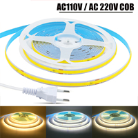 AC 220V 110V COB Strip 240LEDs/M 3000K 4000K 6000K 5M 10M 15M 20M EU/US Home Decor Flexible Ribbon Rope LED Light For Home Decor