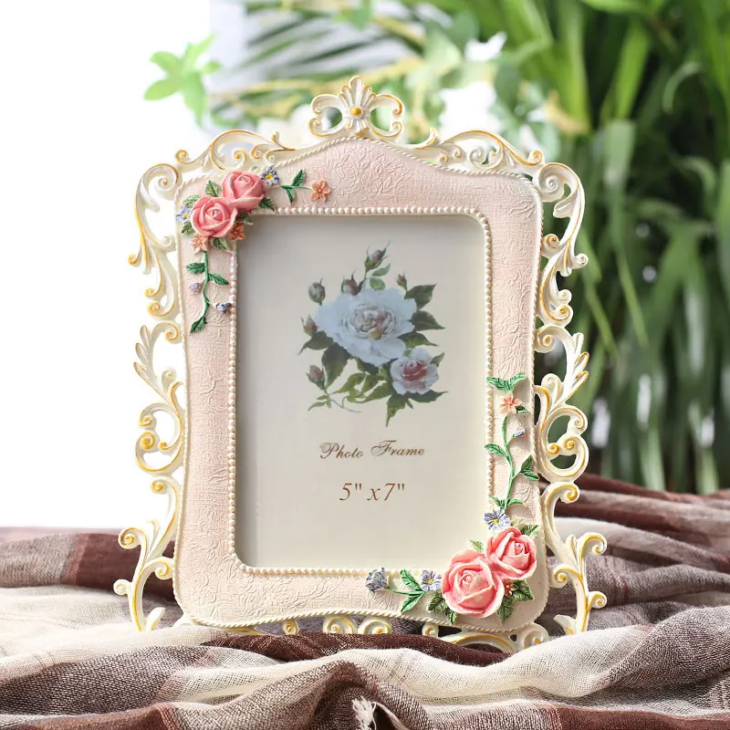 Pastoral Painted Resin Photo Frame, Room Decoration Gift, Table Picture Frame,Wedding Photo Frame