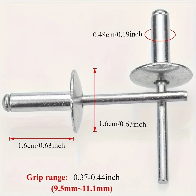 20PCS Large Flange Hollow Rivets, Aluminum, With A Flange Diameter Of 5/8 Inches (16MM), Popular Rivet Classification Kit