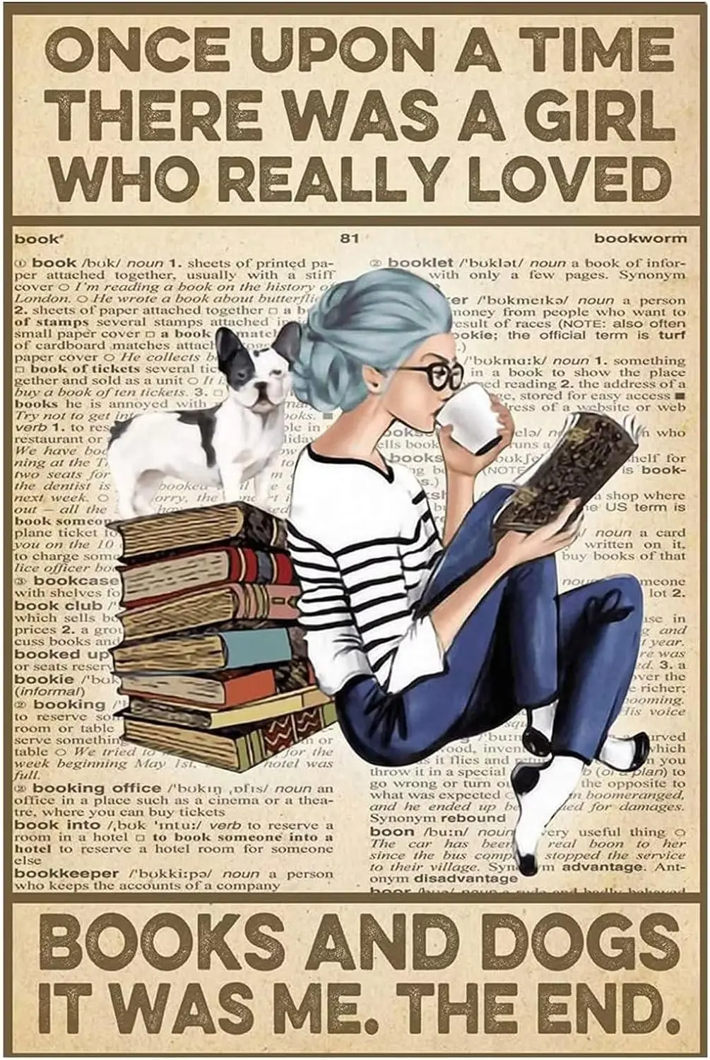 Funny Metal Sign Decoration Dog Vintage Signs Dog Signs A Girl Really Loves Books and Dog Signs Gifts Vintage Tin Signs Kit sign