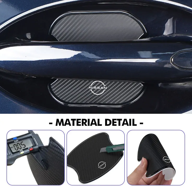 ملصقات مقبض باب السيارة طبقة رقيقة واقية مضادة للخدش من الكربون لنيسان نافارا ألميرا سنترا روج باثفندر سيلفي ليف