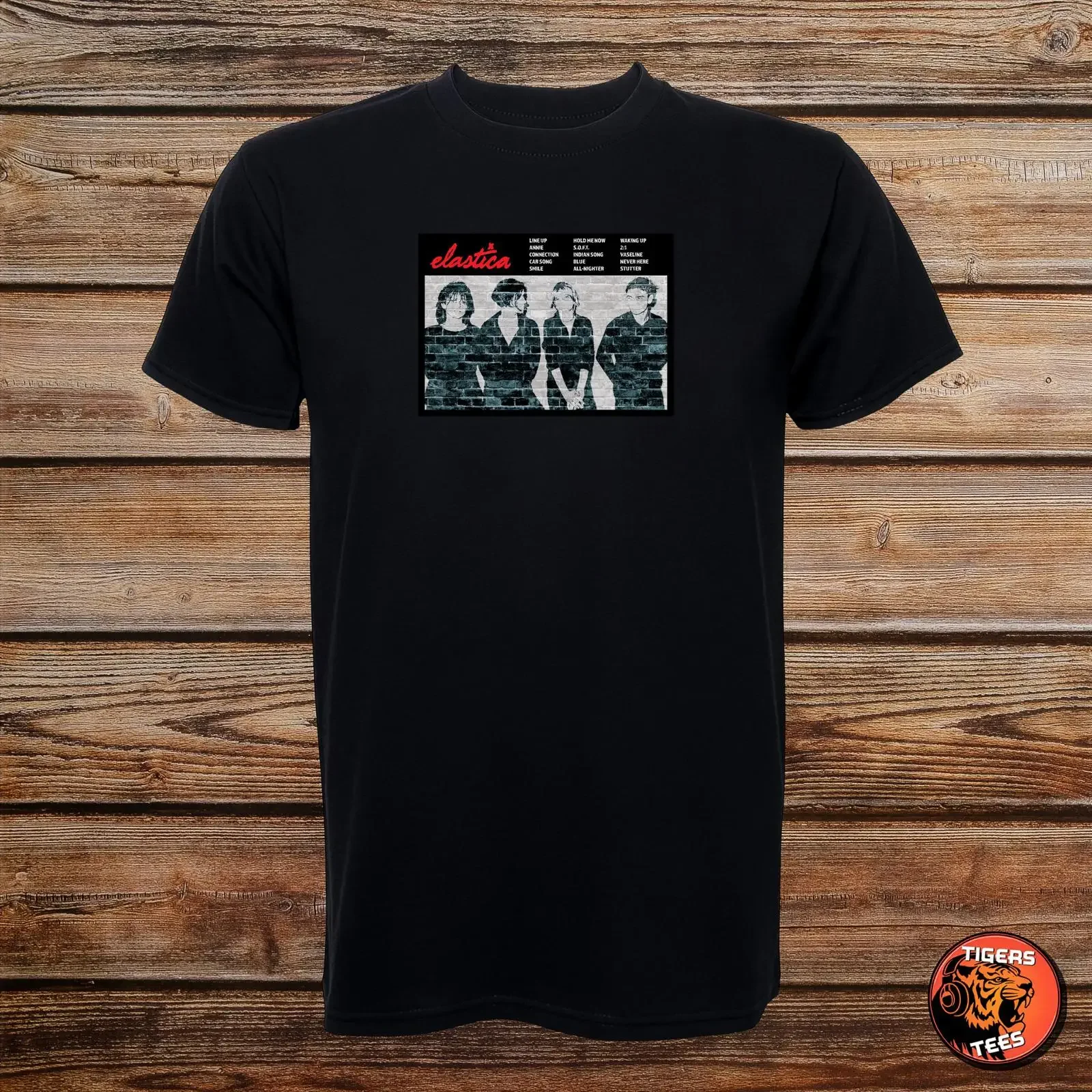Elastica Debut Album Tribute T Shirt 90s Britpop Band Justine Frischmann Fan Graffiti UK Made Music Top vintage Washed
