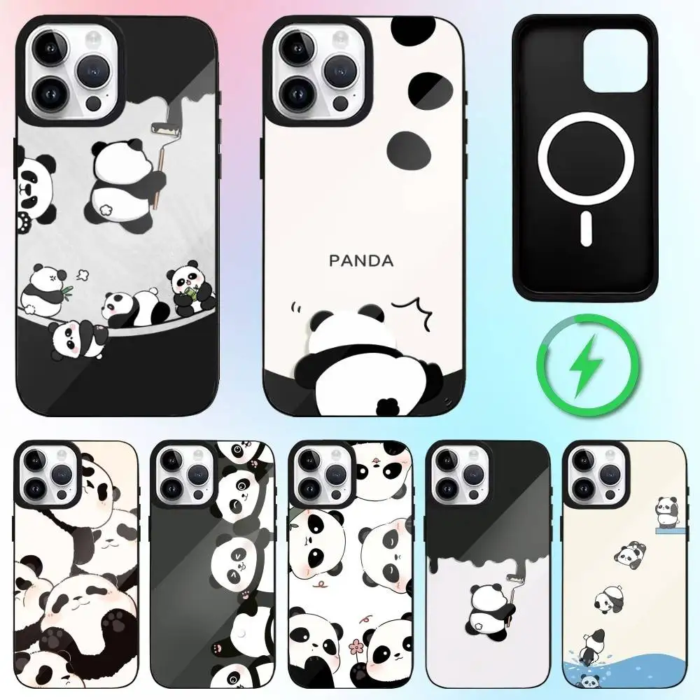

Playful panda pattern Phone Case For iPhone17,16,15,14,13,12,11 Plus,Pro Max Magnetic Magsafe Wireless Charging