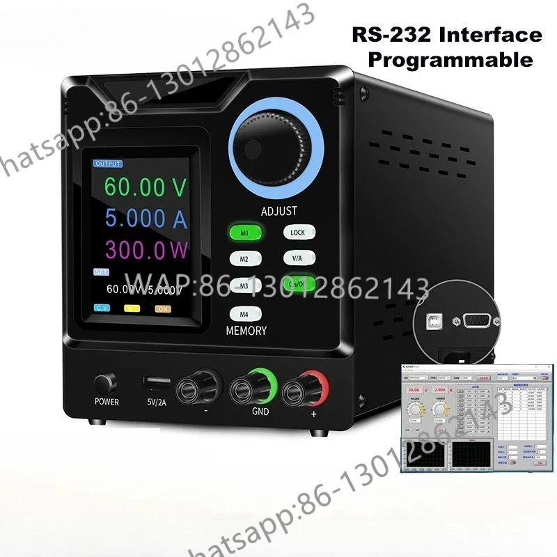 Programmable RS232 Communication DC 30V 10A, Adjustable Laboratory Power Supply 60V 5A, 120V 3A, Edit Stored