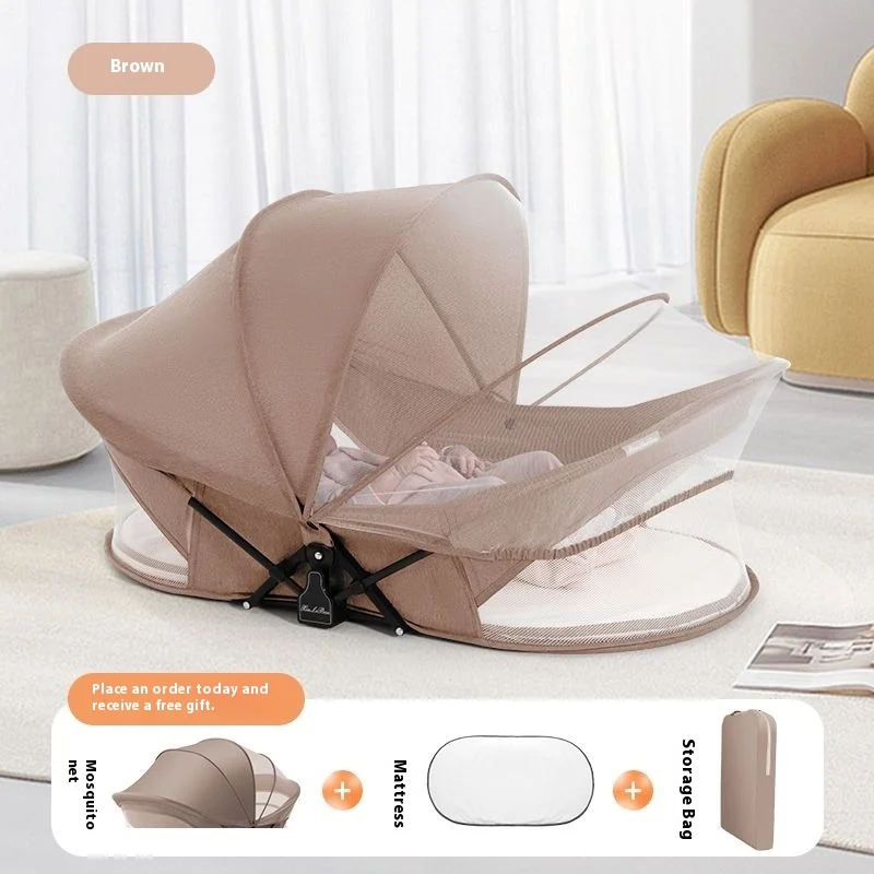 

Baby Travel Bassinet Portable Foldable Crib with Mosquito Net Newborn Co Sleeper Bionic Nest Anti Pressure Infant Bed