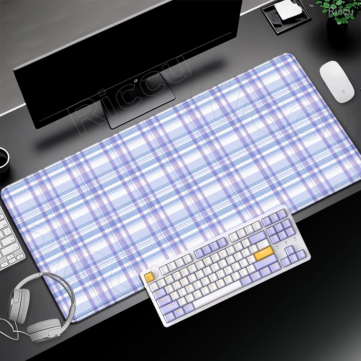 

Light Plaid Pattern Mousepad Large Keyboard Desk Mat Gaming Mouse Pad LockEdge Non-slip Minimalism MouseMat Art Grid Table Pad