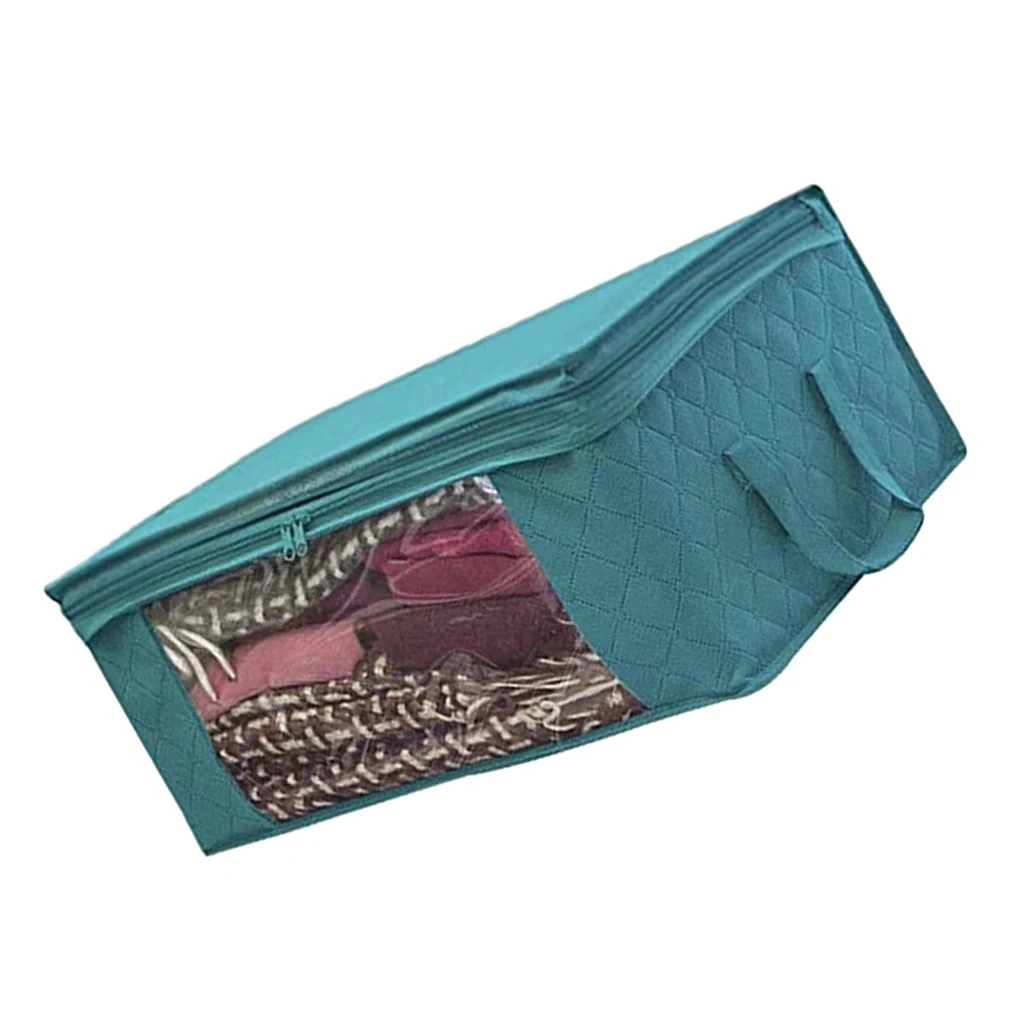 

Clothes Storage Bag Organizer with Handle Folding Clear Window Pouch Suitcase Home Luggage Bedding Wardrobe Container