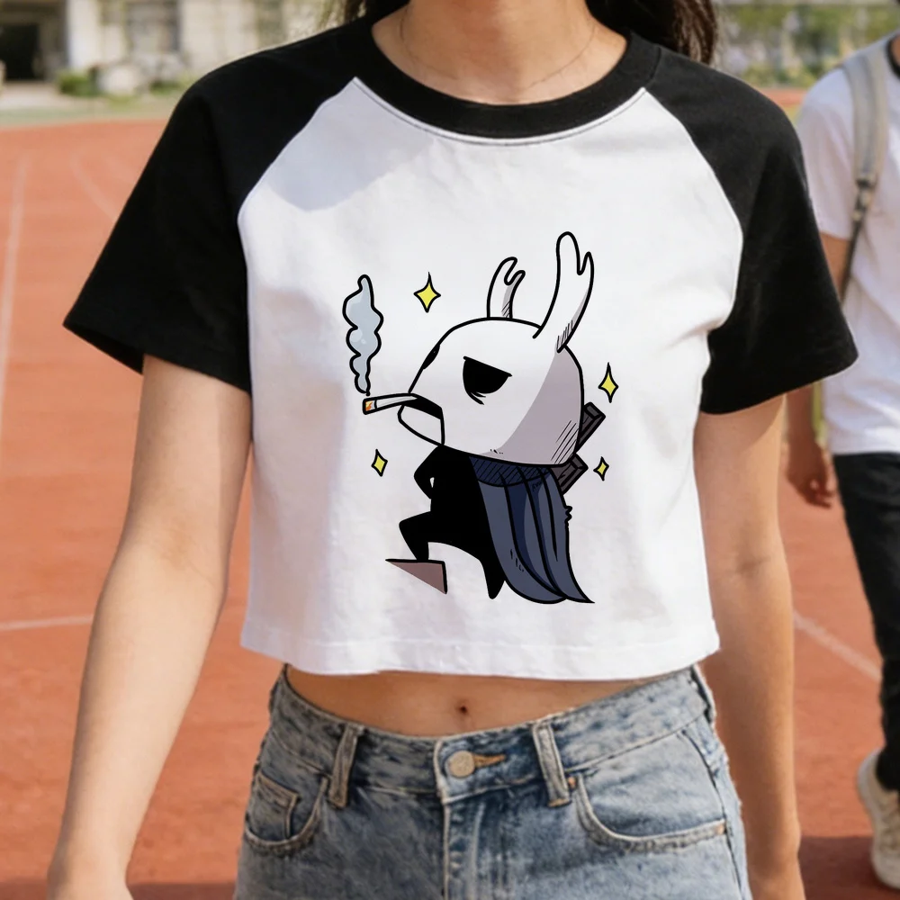 Hollow Knight crop top women baddie dollette emo top tees kawaii meme y2k cute gyaru