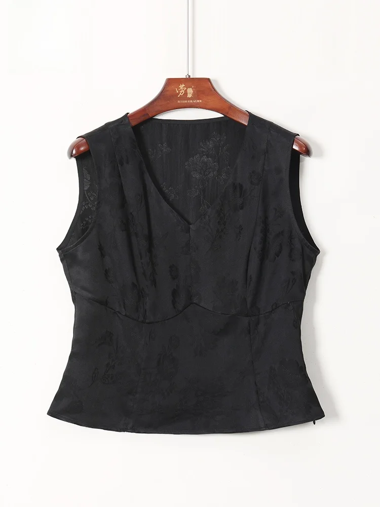 

High-End Brand Silk Vest 2025 Summer New Large Size Inner Wear Slimming Effectiven Commute Sle Pure Color
