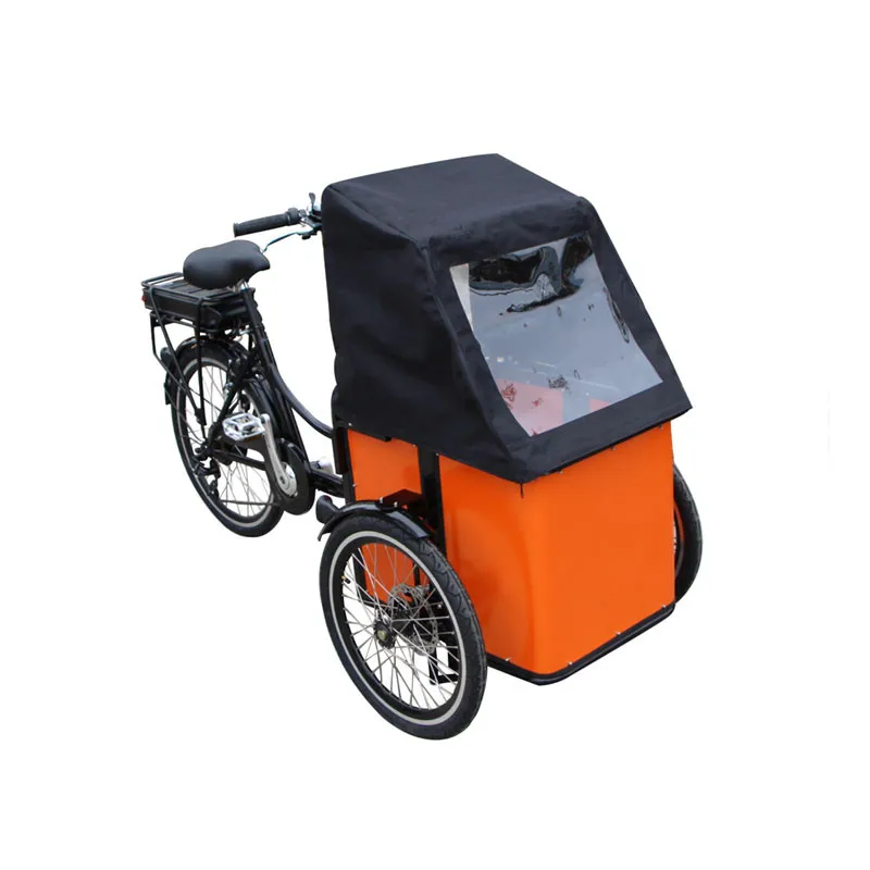 Mini Electric Mobile Cargo Bike Adult Tricycle Shopping Cart Trike Carrying Kids Children Pets Dog Bakfiets