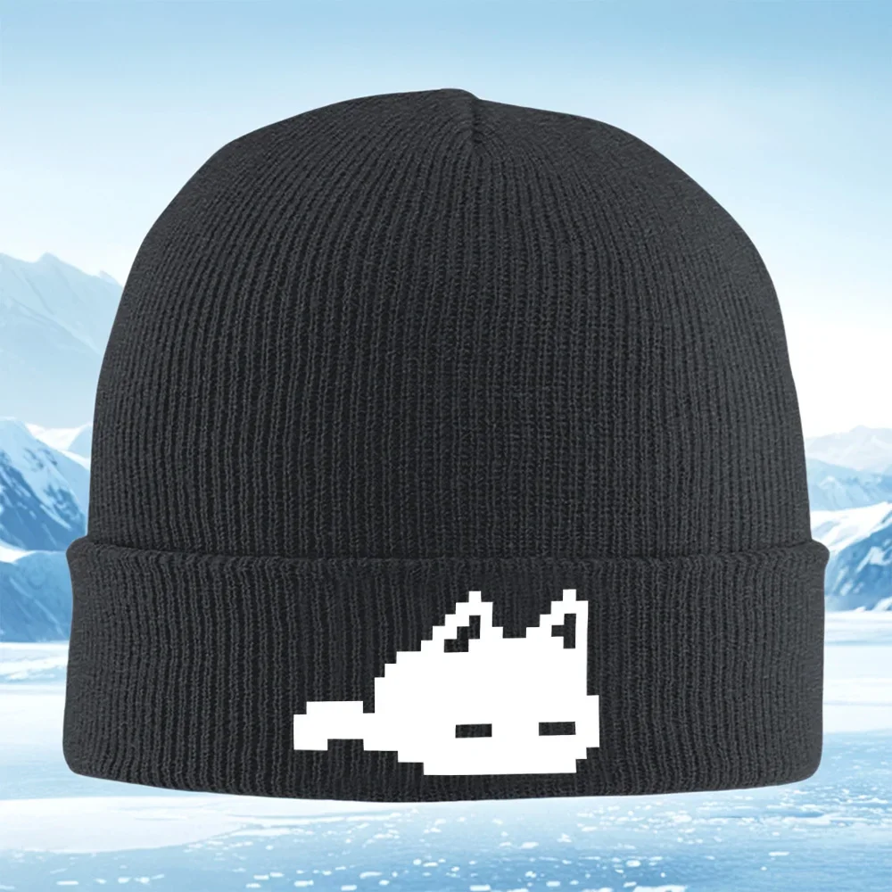 2026 Pixelated animal head with ears Men Women Unisex Knitted Hat Beanie Pullover Cap Winter Thermal Warm Christmas Outdoor Cycl