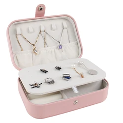 Double Storage Box Ring Earrings Organization Small Fine Grid Pattern Palm Zipper Bag Large Flap Leather Double Box