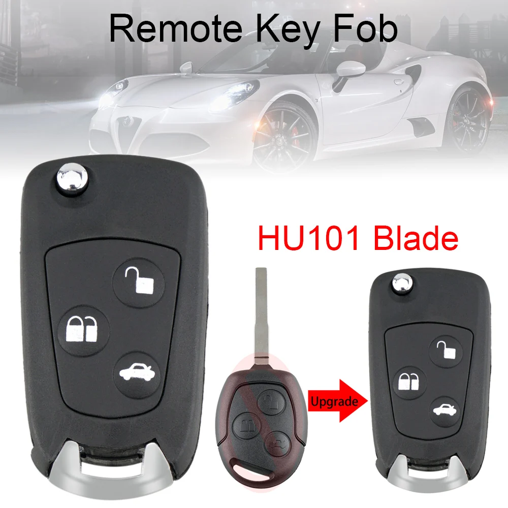 3 Buttons Car Modified Flip Folding Remote Key Flip Fob Shell with FO21 Blade Fit for Ford Mondeo Fiesta KA Transit 2002-2012