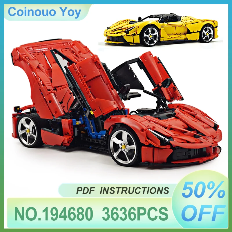MOC-194680 DIY Toys Assembly Technical Super Sprots Car Hyper Car Model Building Blocks Bricks Birthday Christmas Gifts For Kids