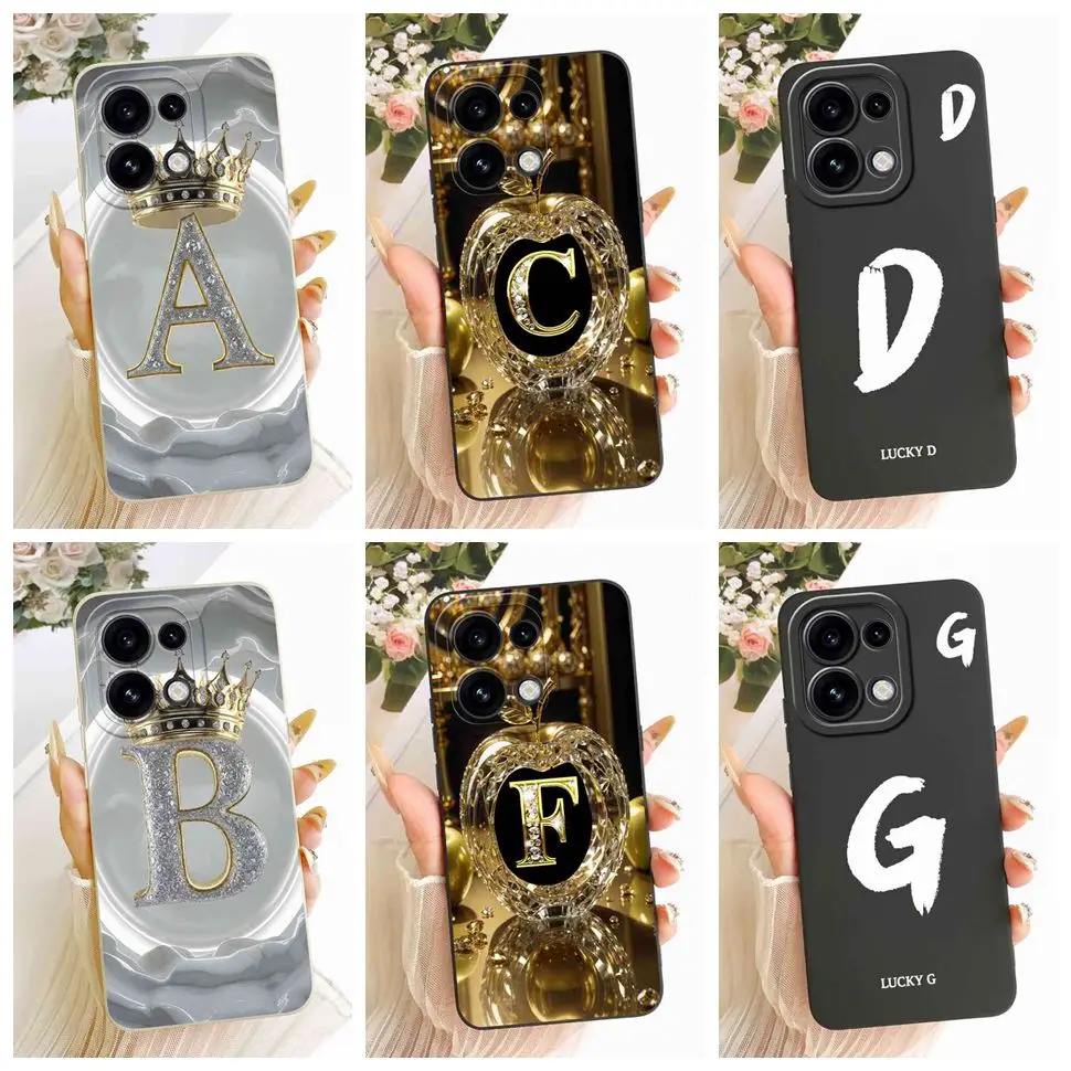 For Oppo Reno16 F 5G CPH2859 Case Fashion Crown Letters Soft Silicone Back Cover For Oppo Reno16 FS 5G 6.57