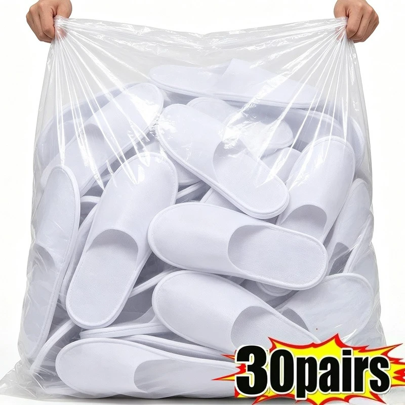 White Disposable Slippers for Home Guests Travel Hotels Thickened Anti Slip Indoor Disposable Slippers for Women Men