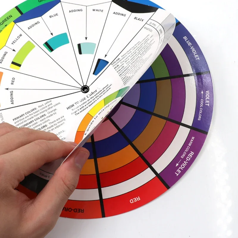 Professional Tattoo Nail Pigment 12 Color Paper Card Wheel Three-tier Design Mix Guide Round The Central Circle Rotates