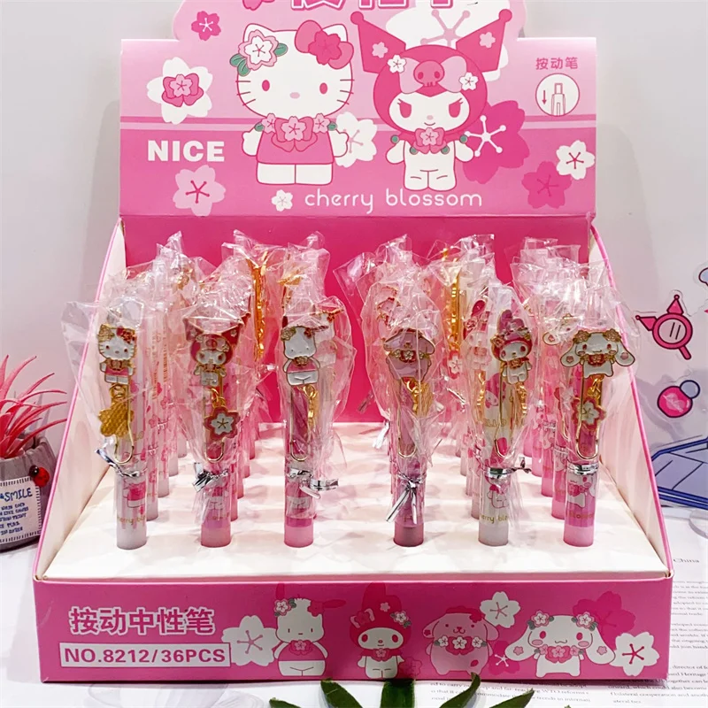 

36pcs/lot Sanrio Kuromi Melody Cinnamoroll Gel Pen Creative 0.5mm Black Ink Signature Pens Promotional Gift School Supplies