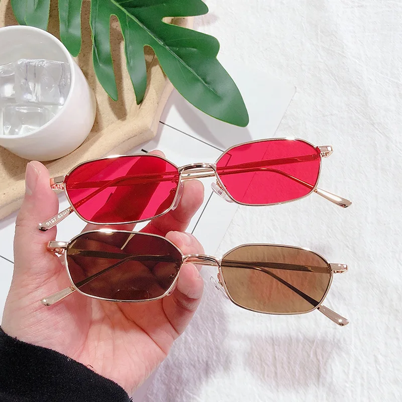 Neue Quadratische Sonnenbrille für Damen und Herren, Rechteckige Sonnenbrille mit Metallrahmen, Ovale Brillen für Männer und Frauen – Detail 1