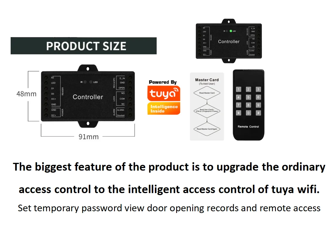 TUYA wifi Controller can upgrade common access control Generate random password View door opening records and Remote access