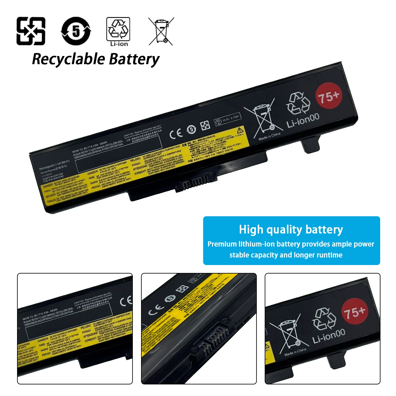 New  L11L6Y01 Laptop Battery For Lenovo Ideapad G400 Y480 Z480 ThinkPad  75+ E430 E435 E530 E535 45N1048 45N1049 10.8V 48Wh