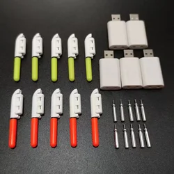 10 pcs/lot Electronic Light Stick With 10 Rechargeable Battery CR322 / CR425 Clip on Fishing Rod Glowing Lamp Night Fishing D001
