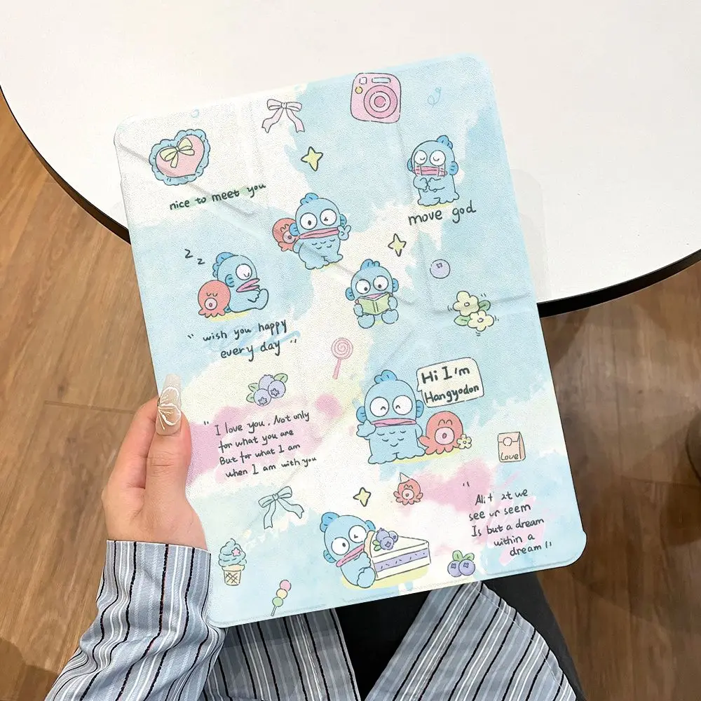 

Sanrio HANYODON Cartoon iPad Pro 2024 Protective Case Cute Y+3 Fold New 9/10 Generation Acrylic Pen Slot Air 6 Full Wrap-Around