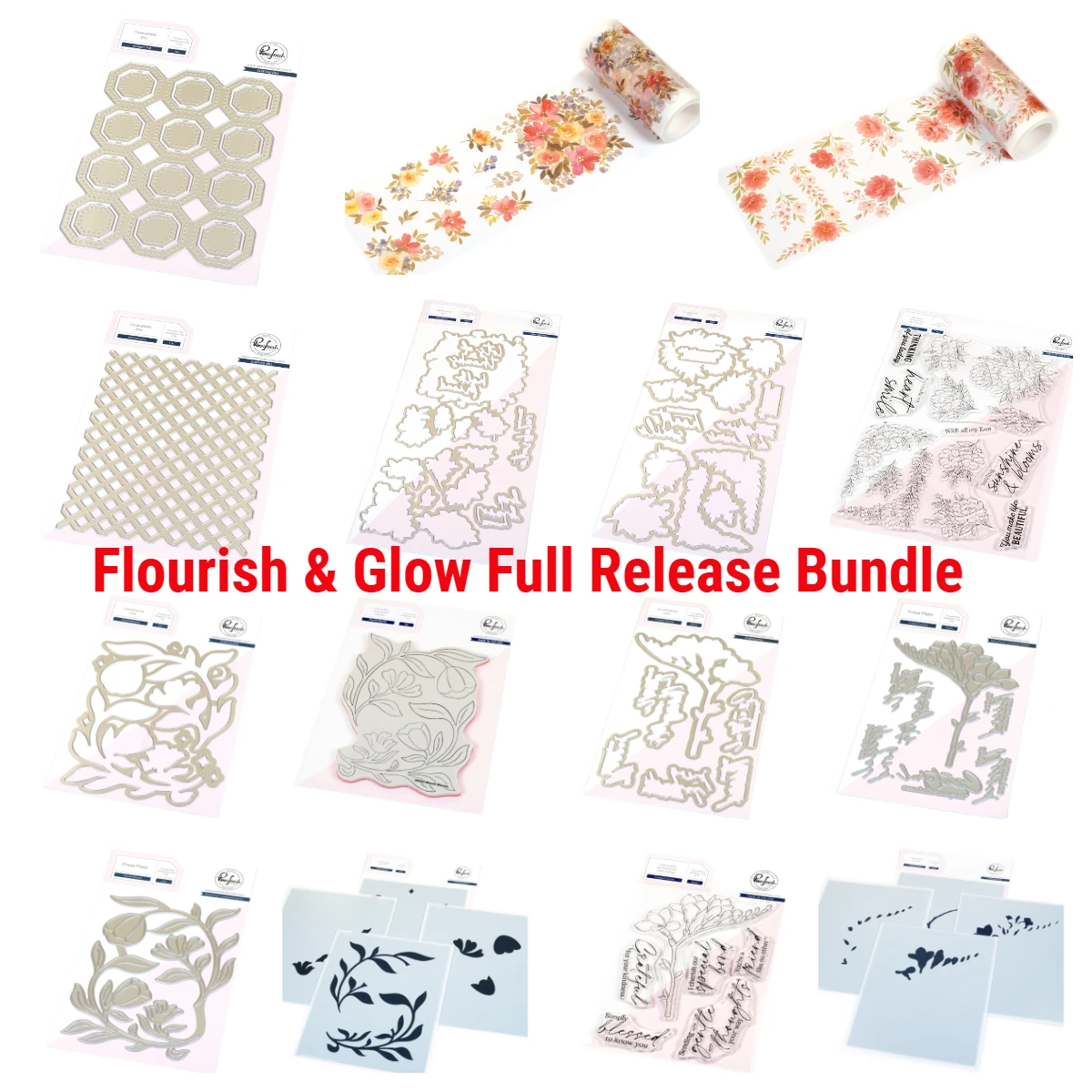 

New Metal Cutting Dies Stamps Stencil Scrapbook Decor Embossing Template DIY Make Flourish & Glow Full Release Bundle Washi Mold