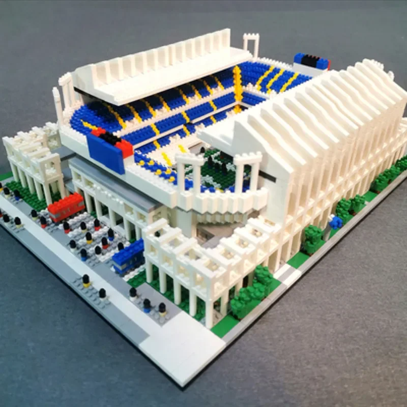 Décennie s de construction d'architecture de renommée mondiale pour enfants, terrain de football du Portugal, modèle de brique de stade 3D, mini jouet, YZ064