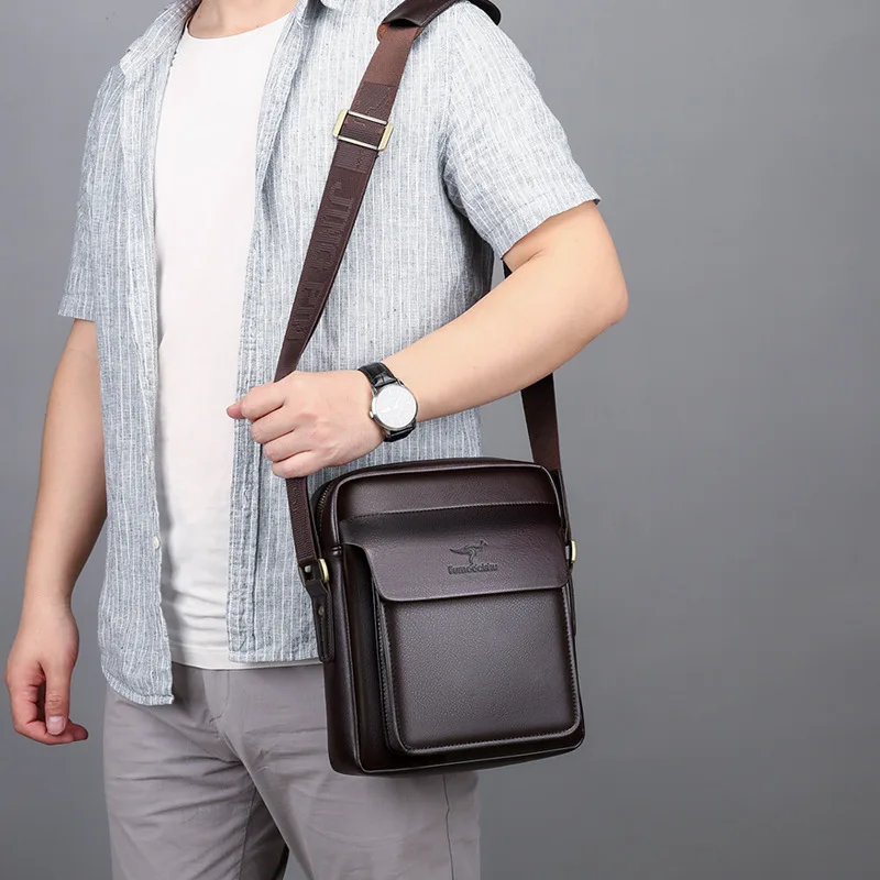 Vintage Pu Lederen Heren Schoudertas Mode Horizontale Mannelijke Crossbody Messenger Bag Business Man Handtas