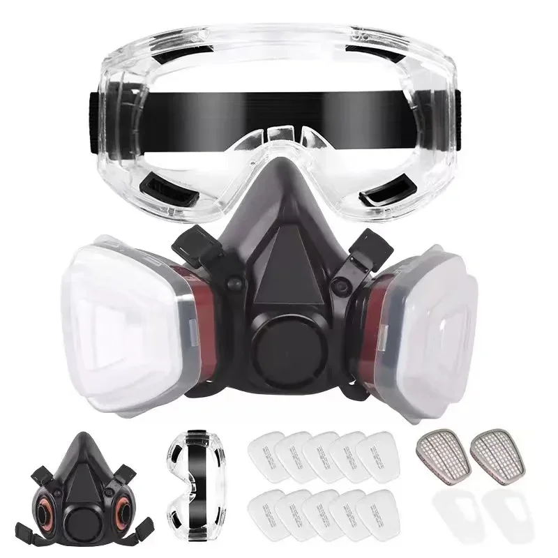 

Black New 7-in-1 16-in-1 Gas Mask Dust Mask Half Face Mask Spray Paint Organic Vapor Chemical Gas Filter Work Safety 6200