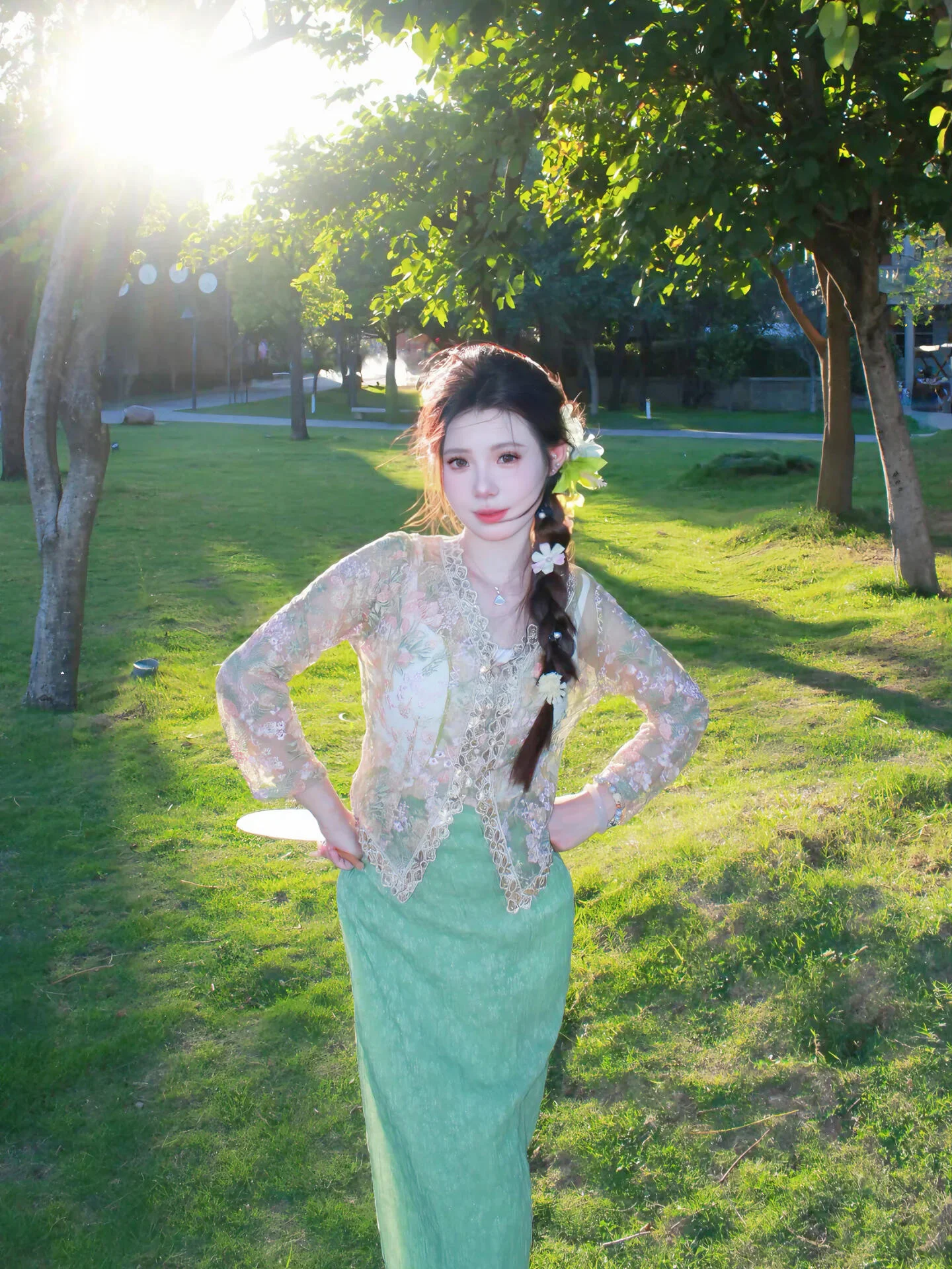 

New Ethnic Style Photography Clothing Floral Hairpin for Studio Use Teenage Girl Portrait Shooting Polyester Fabric