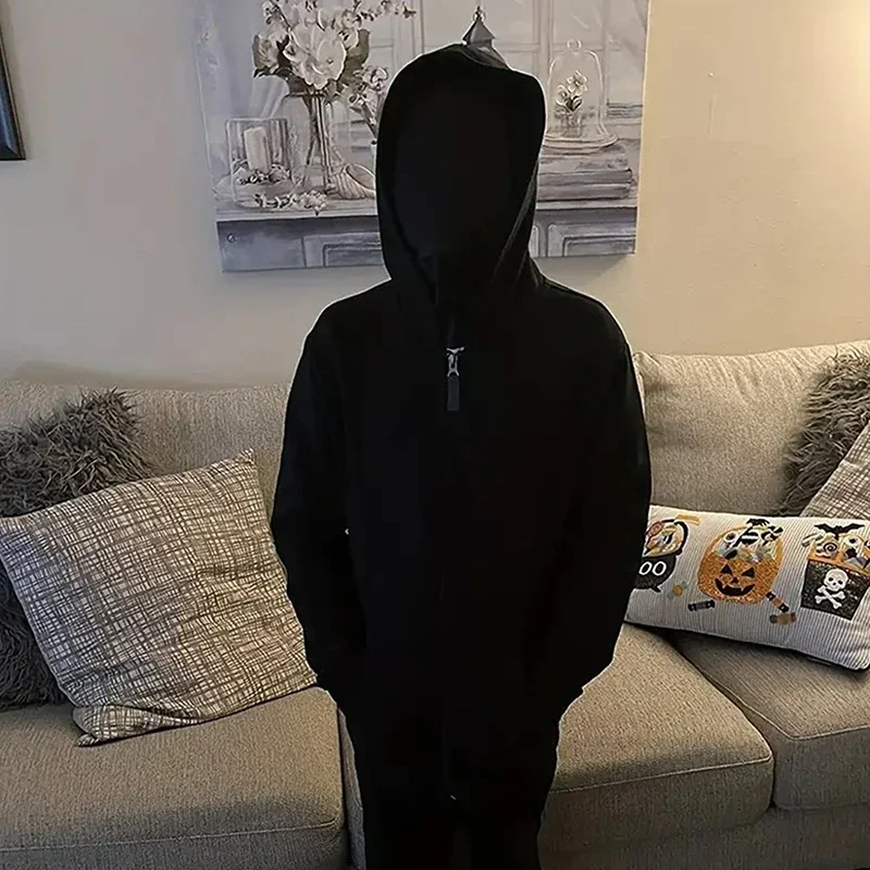 1 szt. Nowa Pełna Maska Czarno-Biała Kaptur Rekwizyt Cosplay Kostiumy Halloween Dorosły Dzieci Karnawał Przebranie Akcesoria Duch