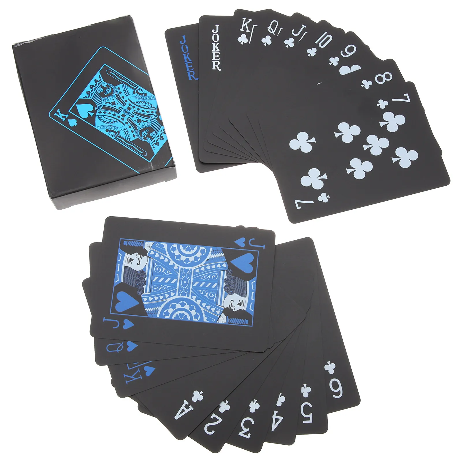 

2pcs Waterproof Playing Cards Black PVC 6.3x8.9cm Durable Plastic Poker Game Deck Cards Adults Camping Party Supply Board Games
