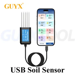 Portable Data Storage USB Type-C Soil Sensor 8in1 Sensor With App Comprehensive Sensor with Type-C Port Agricultural tester