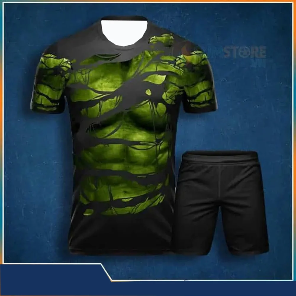

2025 MINISO Hot Selling Short Sleeved Shorts Set Summer Hulk Quick Drying Loose Sports Set Fashion Children's Men's Women's Set