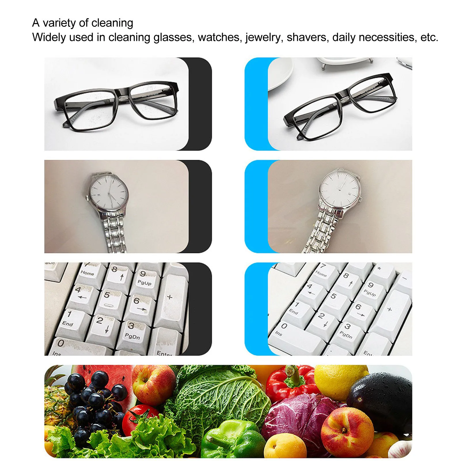 منظف المجوهرات المنزلية، منظف محمول، آلة تنظيف منزلية صغيرة غاطسة للمجوهرات وأطقم الأسنان والخضروات والفواكه #2