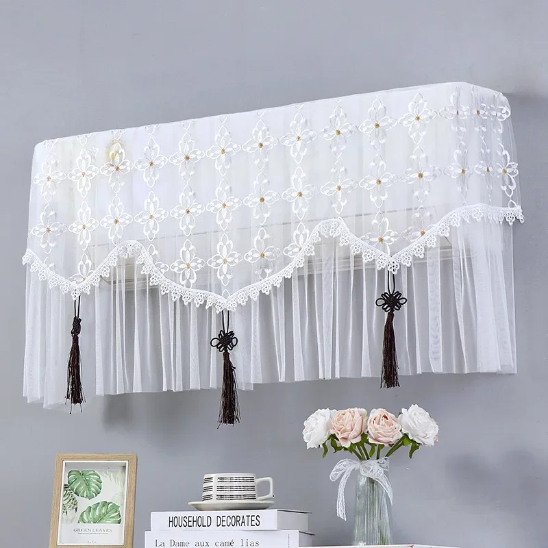 Lace Tassel Air Conditioner Cover No Need To Remove When Running Dustproof Windproof Curtain 1.5 2p Indoor Ac Unit Home Decor