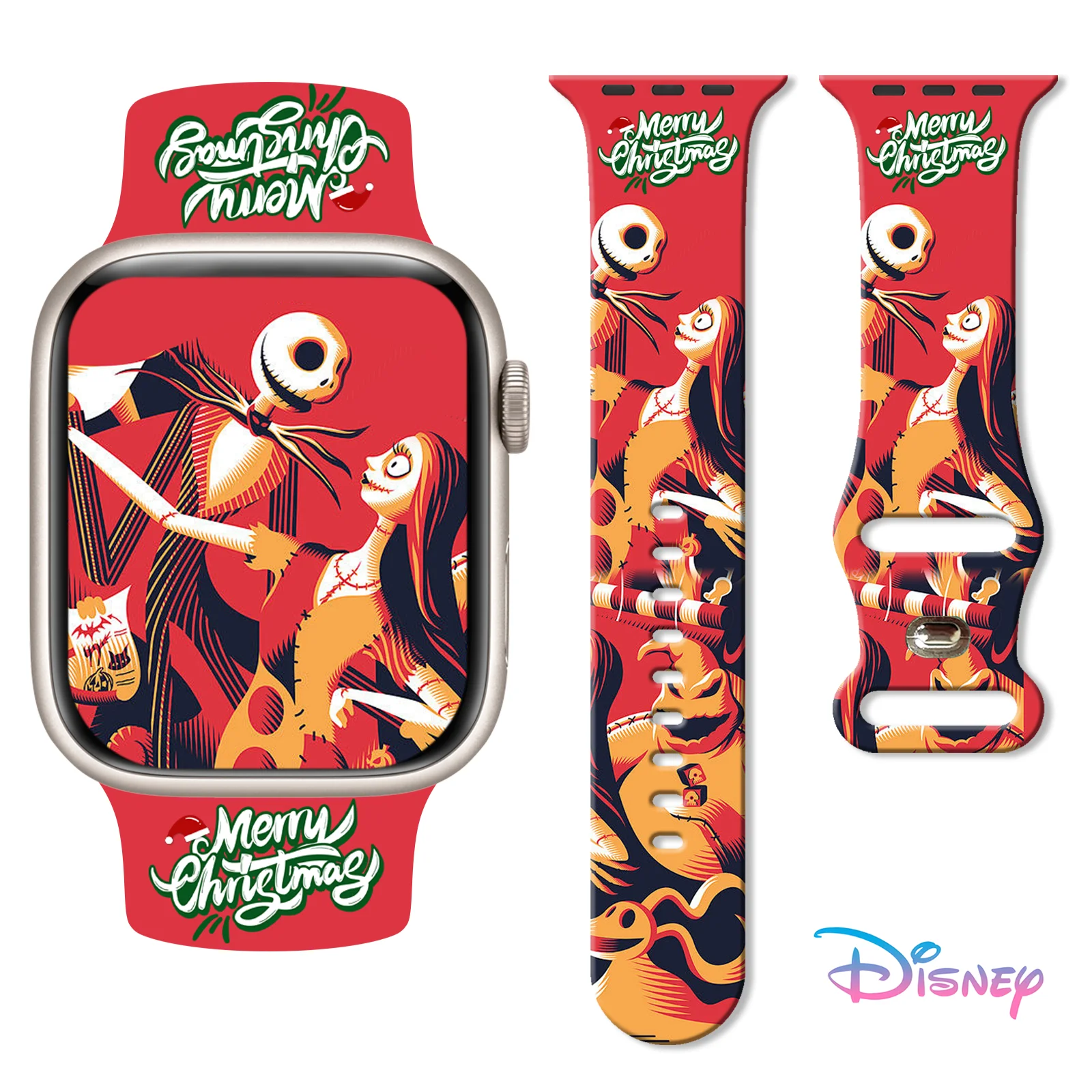 Disney Halloween Series Strap for Apple Watch 9 8 7 SE 6 Silicone Sport Band Replaceable Bracelet for iWatch 45mm 44mm 42mm 41mm