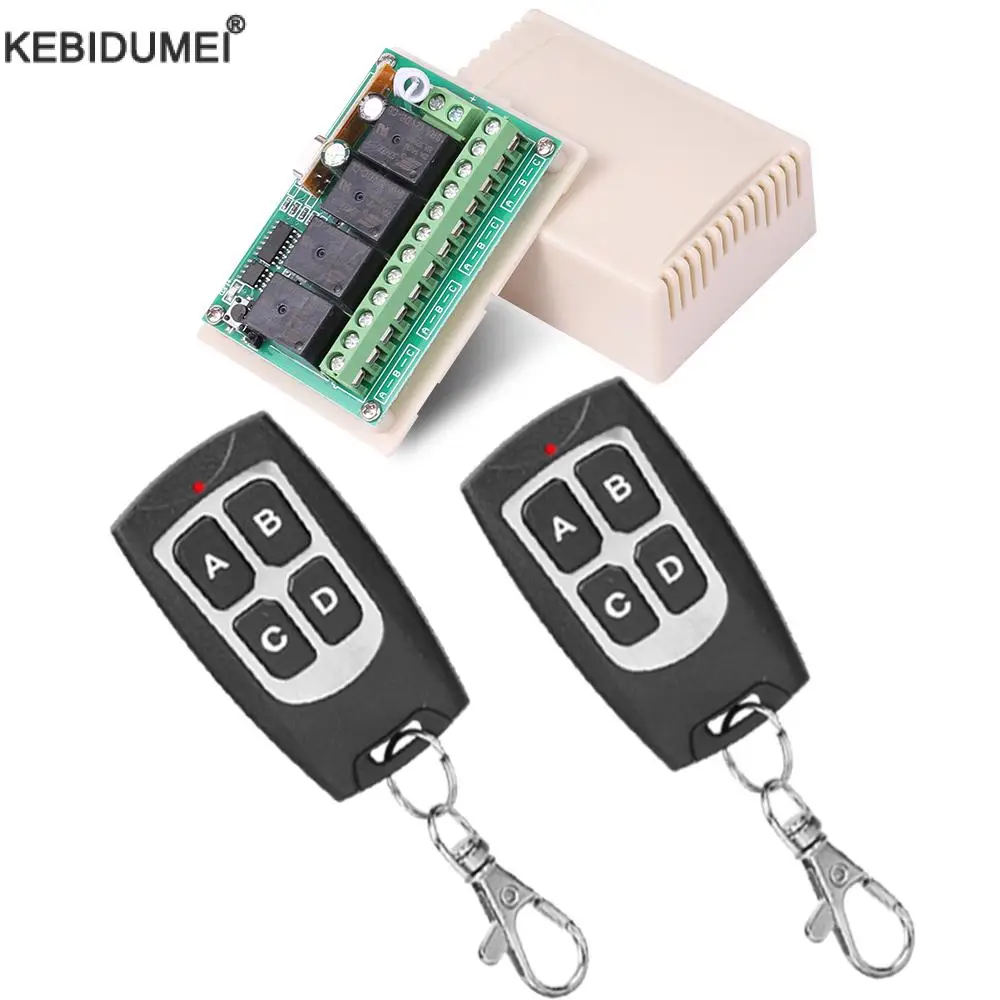 Universal Wireless Remote Control Switch DC 12V 4CH relay Receiver Module With 4 channel RF Remote 433 Mhz Transmitter DIY