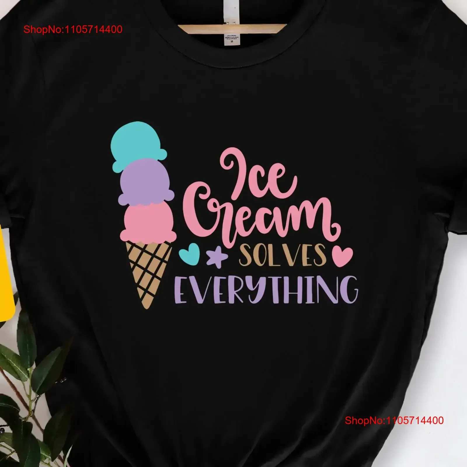 Ice Cream Solves Everything T Shirt Cute Summer Beach Lover vintage Washed graphic designer clothes Unisex streetwear fashion