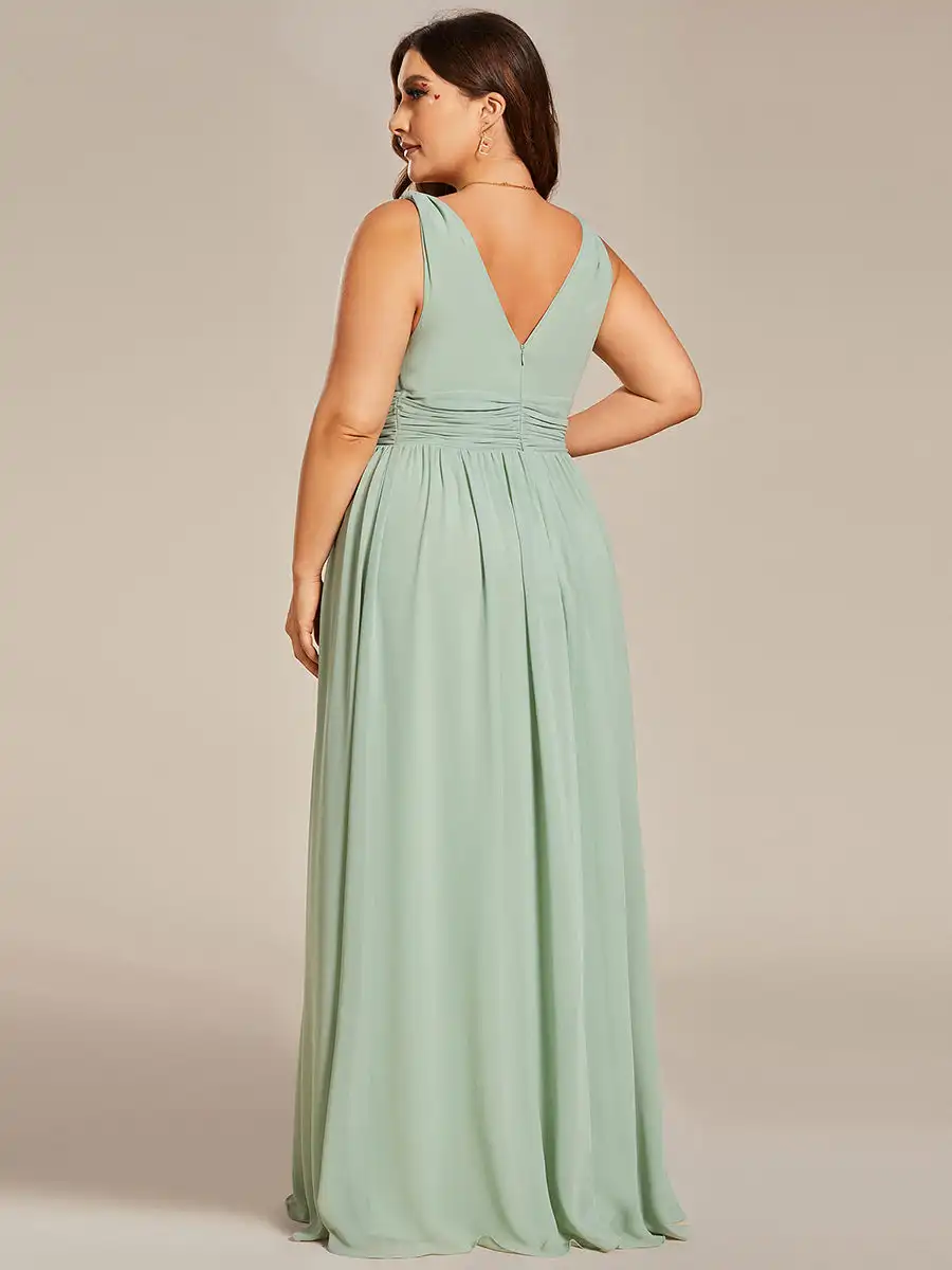 Ever azole-robe de soirée vert menthe, grande taille, longue, décolletée plongeant en v, en fibre, longueur au sol, élégante, pour demoiselle d'honneur, 2025