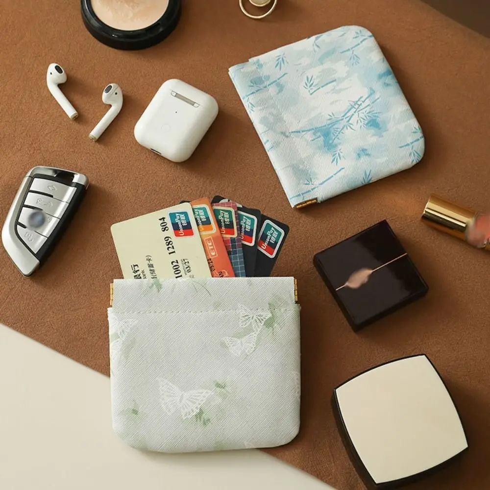 

Pu Leather New Chinese Style Leaf Spring Bag Earphone Bag Jewelry Storage Bag Self-closing Coin Purse Coin Bags Cosmetic Bag