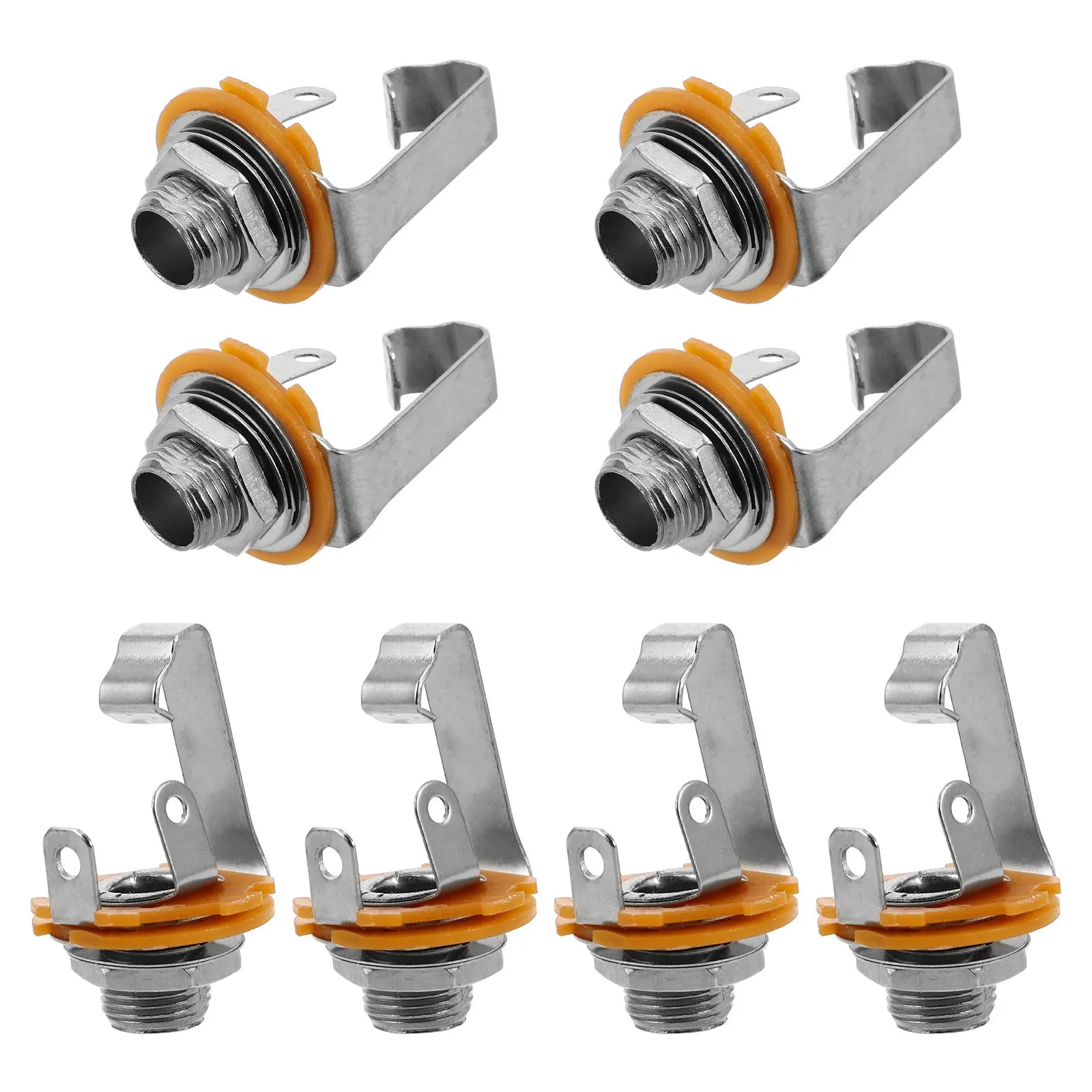 

8Pcs Guitar Input Jack Socket Mono 6.35mm Panel Mount Audio Jack Female Connector Microphone and Pedal Microphone Holder Socket