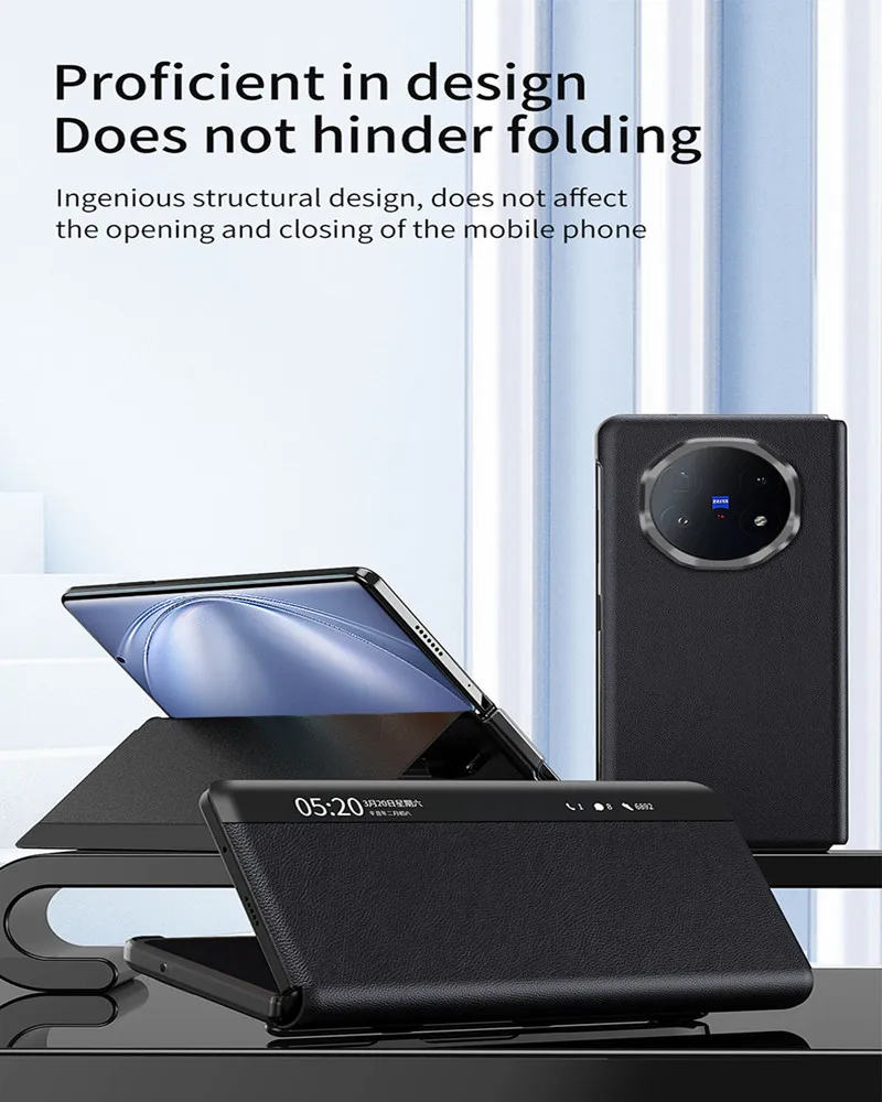 

With Touch Pen Slot Flip Cover For VIVO X Fold 5 3 3pro Case Leather Smart View Protection Phone Capa For VIVO X Fold 5 5G Funda