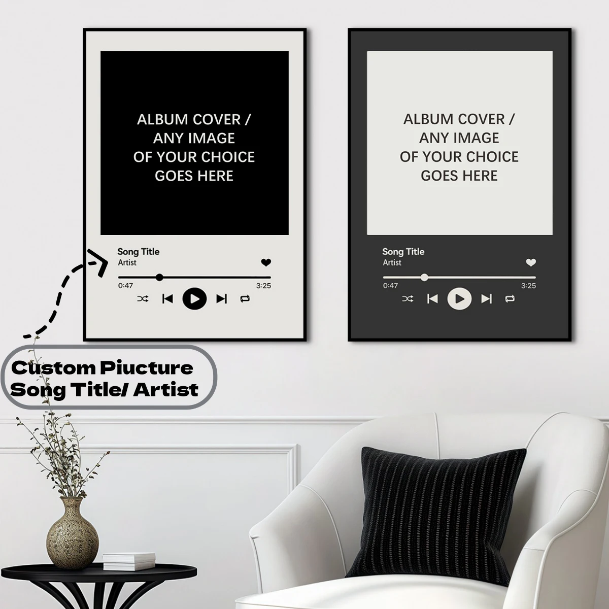 1/2pcs Custom Music Canvas Prints Poster Personalised Custom Song Title Album Cover Prints Favourite Song Artist Band Fans Gifts